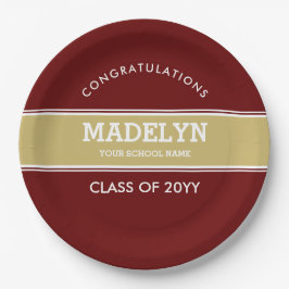 Prato De Papel Folha de papel para graduação personalizada e Dour