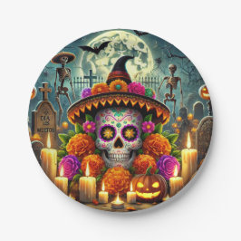 Prato De Papel Folha de papel tirada para o dia das bruxas