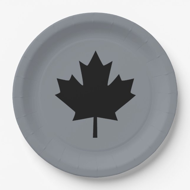Prato De Papel Folha de preto canadense na Cinza (Frente)