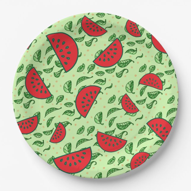 Prato De Papel Folha e Melancias (Frente)