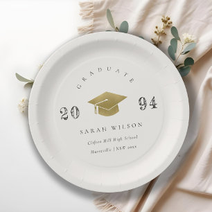 Prato De Papel Folha Mínima de Graduação Simples Elegante