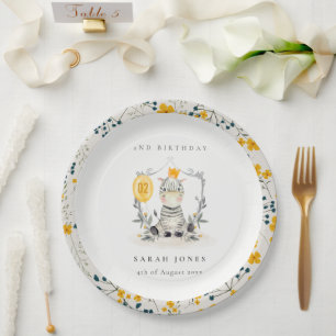 Prato De Papel Folhagem Amarelo-Cura de Zebra Bebê Qualquer Idade