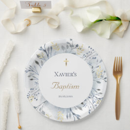 Prato De Papel folhagem das aquarelas Baptism
