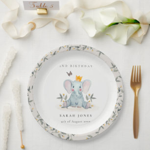 Prato De Papel Folhagem de Elefantes da Madeira a Qualquer Aniver