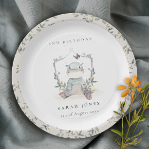 Prato De Papel Folhagem de Hippo, Bebê Amarelo-Bonito, Qualquer I