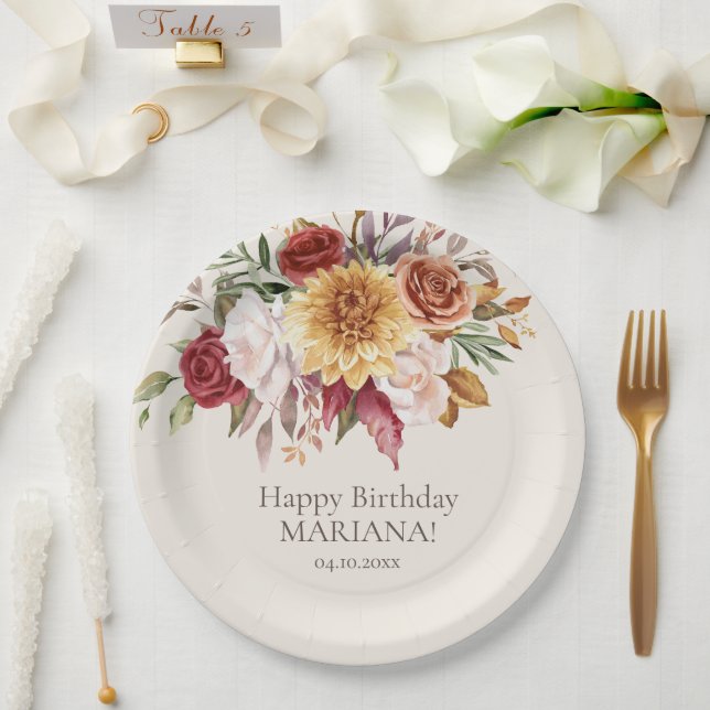 Prato De Papel Folhagem de outono Festa de aniversário de marfim (Casamento)