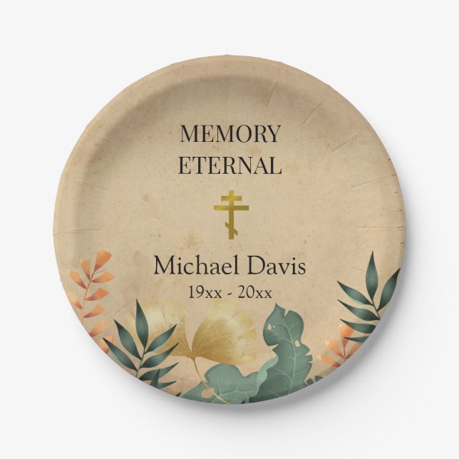 Prato De Papel Folhagem de outono Ortodoxo Funerário Cristão (Frente)
