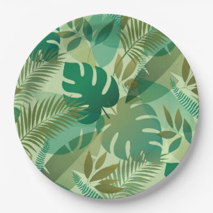 Prato De Papel Folhagem Tropical Arejada Folhas Verdes