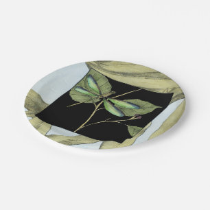 Prato De Papel Folhas com Dragonfly Inset por Jennifer Goldberger