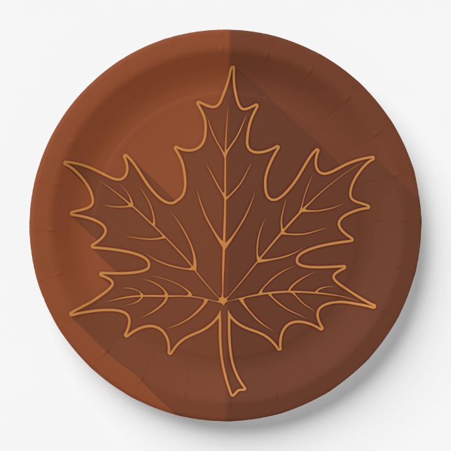 Prato De Papel Folhas de Autumn Brown Maple (Frente)