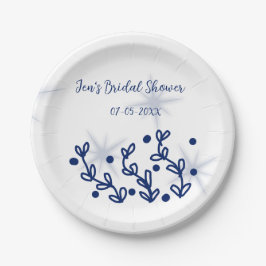 Prato De Papel Folhas de estrelas azuis luxo real chuveiro de noi