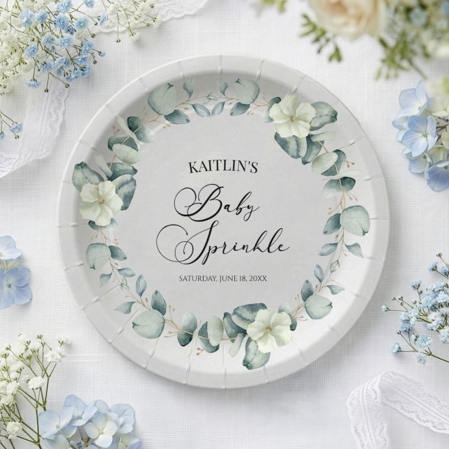 Prato De Papel Folhas de Eucalipto Verde Botânico Sprinkle de Beb (Criador carregado)