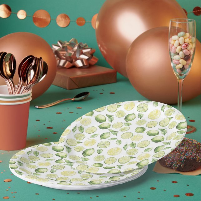 Prato De Papel Folhas de Limões Verdes Fruta (Múltiplo)