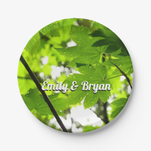 Prato De Papel Folhas de Maple com Gotas de Rainha