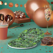 Folhas de Natal de Holly Berry Verde Festivo