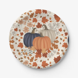 Prato De Papel Folhas de outono Russas de Pumpkins Flores Selvage