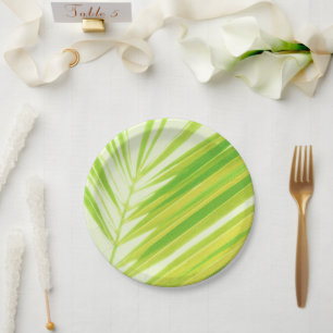 Prato De Papel Folhas de Palma de Pastel Verde-Pálidas
