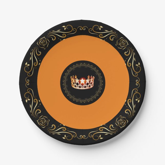 Prato De Papel Folhas de papel de 7" Orange Crown USA (Frente)