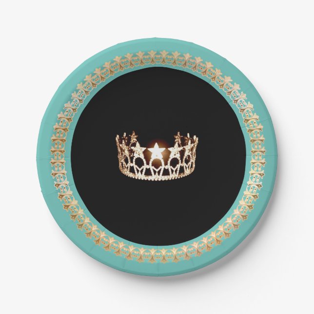 Prato De Papel Folhas de papel de 7" Turquoise USA (Frente)