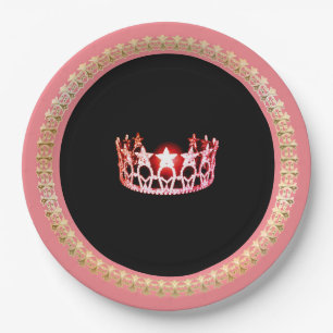Prato De Papel Folhas de papel de cor rosa-coral de 9" estilo Mis