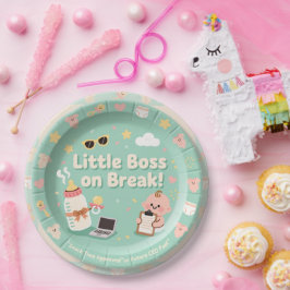 Prato De Papel Folhas de Papel de Nascimento de Bebê Verde Pastel