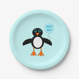 Prato De Papel Folhas de papel de Pinguim-Menino Azul-Bonito