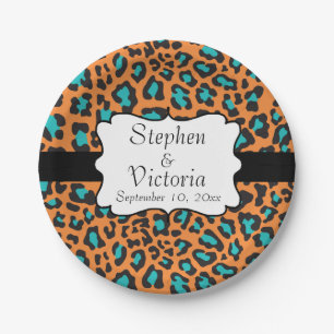 Prato De Papel Folhas de papel preto-e-branco-leopardo