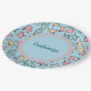 Prato De Papel Folhas de Pastel Personalizadas Azul