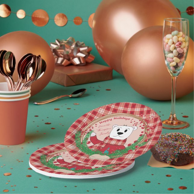 Prato De Papel Folhas de Pop de Feriados de Urso Polar (Múltiplo)