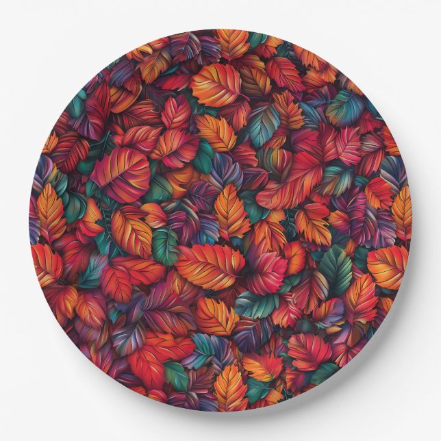 Prato De Papel Folhas de queda vibrantes (Frente)