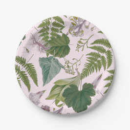 Prato De Papel Folhas e flores de primavera verde modernas e eleg