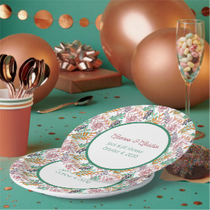 Prato De Papel Folhas multicoloridas, tomada e Chá