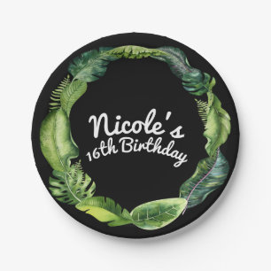 Prato De Papel Folhas Tropicais Elegante Chic Verão Casamento Lua