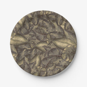 Prato De Papel Folhas Tropicais Rústicas Botânicas Elegantes Vint