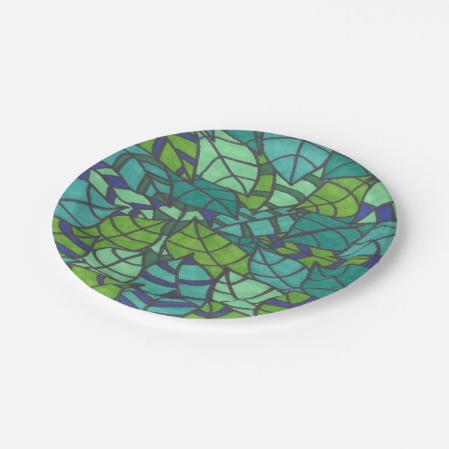 Prato De Papel Folhas Tropicais Verdes  (Inclinado)