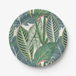 Prato De Papel Folhas tropicais verdes