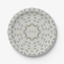 Prato De Papel Folhas Verde Oliva Aveia Natural Rústico Casamento