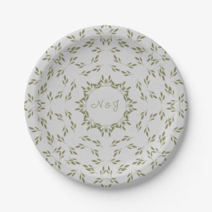 Prato De Papel Folhas Verde Oliva Aveia Natural Rústico Casamento