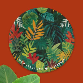 Prato De Papel Folhas Verdes Tropicais Frescas Pintura da Selva