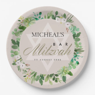 PRATO DE PAPEL FOLIAGE FOLIAGE WREATH STAR BAR BLUSH MITZVAH