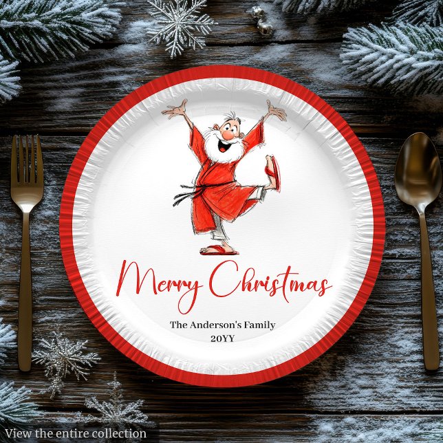 Prato De Papel Fonte de letra de Natal engraçada e extravagante d (Quirky Santa Claus Script Font Christmas Paper Plates

)