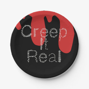 Prato De Papel Fonte Desenhada à Mão Creep it Real Sangue Hallowe
