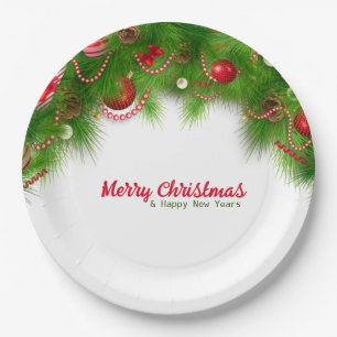 Prato De Papel Fora de Natal e Lâmpadas Vermelhas e Papas de Apre