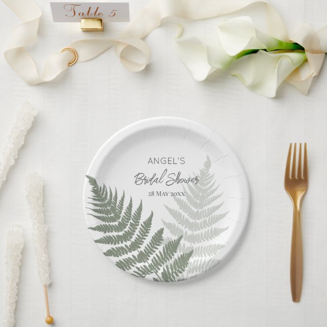 Prato De Papel Forest Green Ferns Wedding (Casamento)