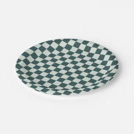 Prato De Papel Forest green moss checkerboard pattern