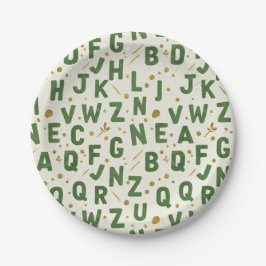 Prato De Papel Forest Green Watercolor Alphabet