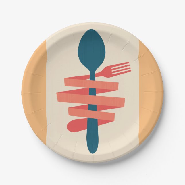Prato De Papel Fork E Spoon (Frente)