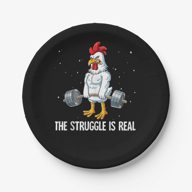 Prato De Papel Formação De Peso De Galinha Na Luta É Real (Frente)