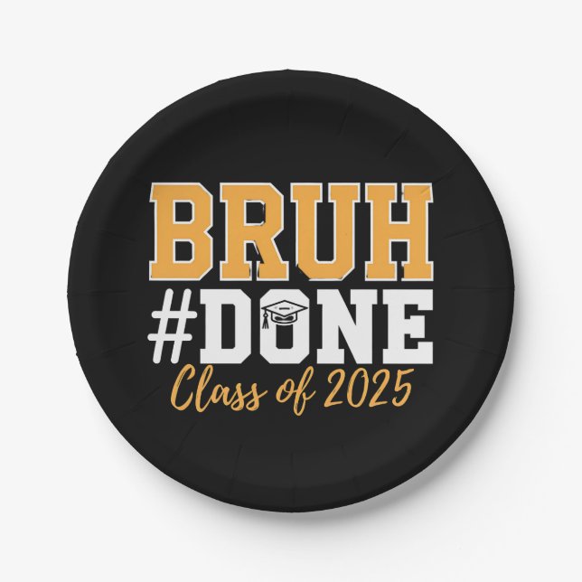 Prato De Papel Formado Bruh Turma De 2025 Graduação Graduado (Frente)