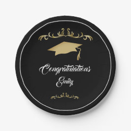 Prato De Papel Formando de Parabéns de ornamento Dourado Elegante